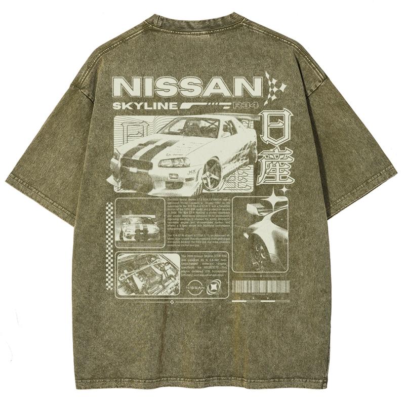 Vintage Skyline Sports Car Graphic Streetwear Tee