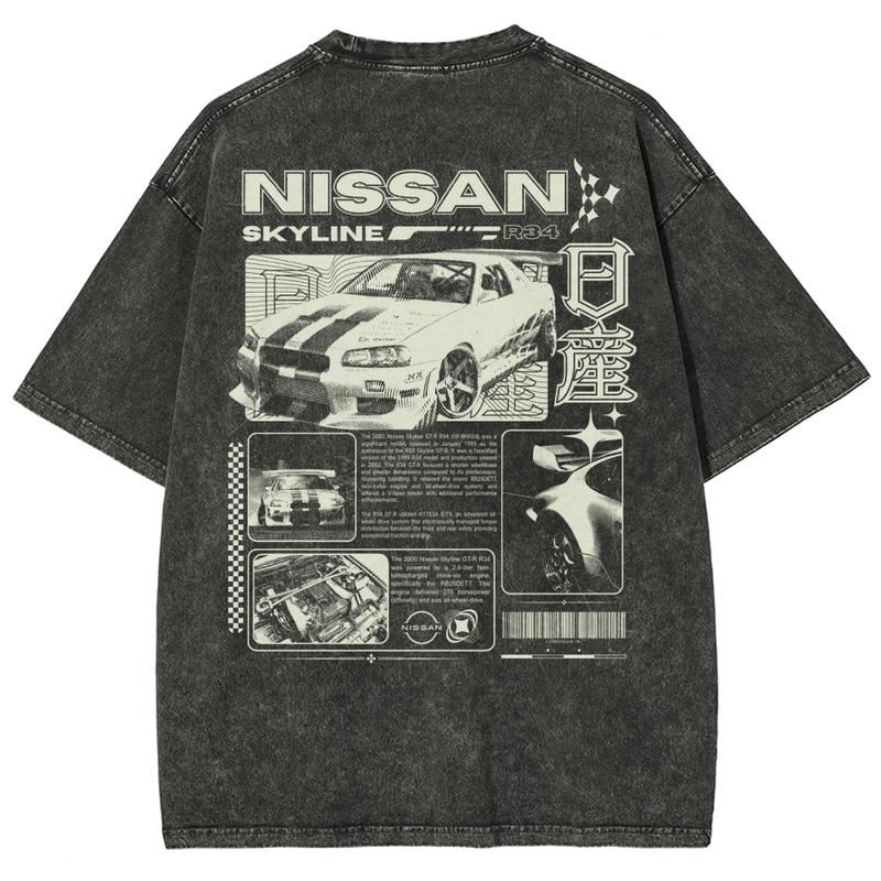 Vintage Skyline Sports Car Graphic Streetwear Tee