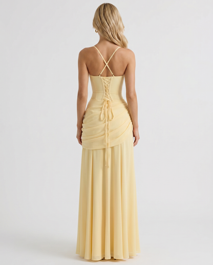 Golden Hour Ruched Maxi Dress